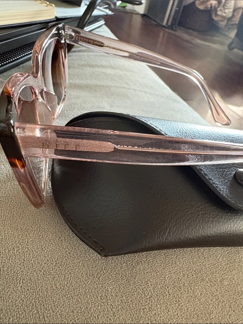 Diff Eyewear Lizzy Pink Tortoise Cat-Eye Sunglasses with Brown Lenses
